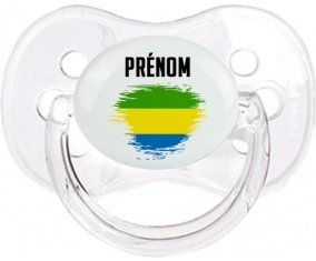 Drapeau effet pinceau Gabon avec prénom Tétine Cerise Transparent classique