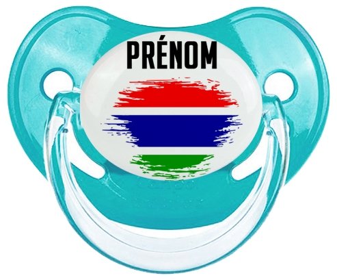 Drapeau effet pinceau Gambie avec prénom Tétine Physiologique Bleue classique