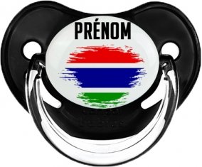 Drapeau effet pinceau Gambie avec prénom Tétine Physiologique Noir classique