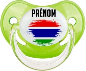 Drapeau effet pinceau Gambie avec prénom Tétine Physiologique Vert classique