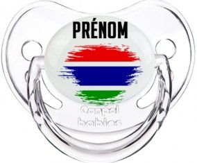 Drapeau effet pinceau Gambie avec prénom Tétine Physiologique Transparent classique