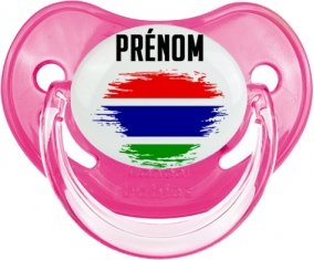 Drapeau effet pinceau Gambie avec prénom Tétine Physiologique Rose classique