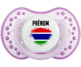 Drapeau effet pinceau Gambie avec prénom Sucete LOVI Dynamic Blanc-mauve classique