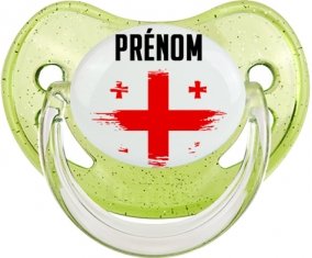 Drapeau effet pinceau Géorgie avec prénom Sucete Physiologique Vert à paillette