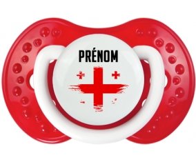 Drapeau effet pinceau Géorgie avec prénom Tétine LOVI Dynamic Blanc-rouge classique