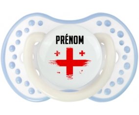 Drapeau effet pinceau Géorgie avec prénom Tétine LOVI Dynamic Blanc-cyan classique