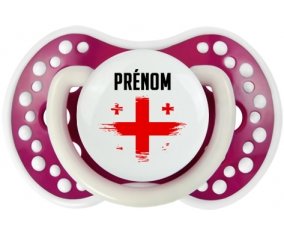 Drapeau effet pinceau Géorgie avec prénom Tétine LOVI Dynamic Fuchsia phosphorescente