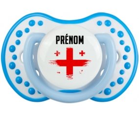 Drapeau effet pinceau Géorgie avec prénom Tétine LOVI Dynamic Blanc-bleu phosphorescente