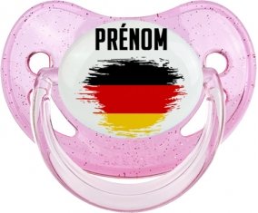 Drapeau effet pinceau Allemagne avec prénom Sucette Physiologique Rose à paillette