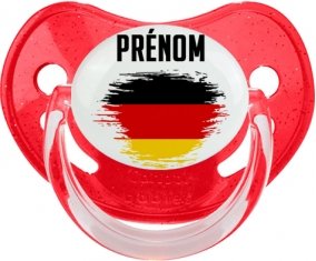 Drapeau effet pinceau Allemagne avec prénom Sucette Physiologique Rouge à paillette