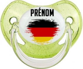Drapeau effet pinceau Allemagne avec prénom Sucette Physiologique Vert à paillette