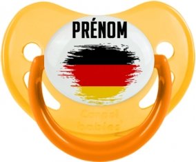 Drapeau effet pinceau Allemagne avec prénom Sucette Physiologique Jaune phosphorescente