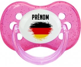 Drapeau effet pinceau Allemagne avec prénom Sucette Cerise Rose à paillette