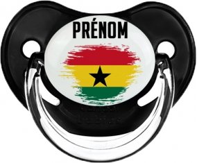 Drapeau effet pinceau Ghana avec prénom Sucette Physiologique Noir classique