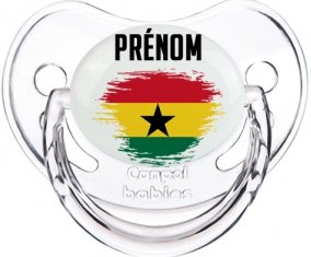 Drapeau effet pinceau Ghana avec prénom Sucette Physiologique Transparent classique