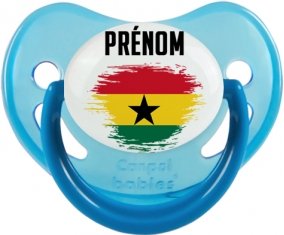 Drapeau effet pinceau Ghana avec prénom Sucette Physiologique Bleue phosphorescente
