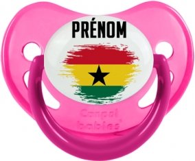 Drapeau effet pinceau Ghana avec prénom Sucette Physiologique Rose phosphorescente