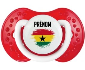 Drapeau effet pinceau Ghana avec prénom Sucette LOVI Dynamic Blanc-rouge classique