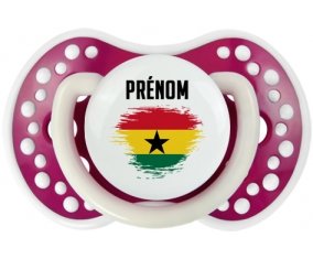 Drapeau effet pinceau Ghana avec prénom Sucette LOVI Dynamic Fuchsia phosphorescente