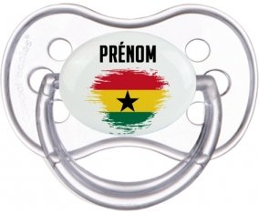 Drapeau effet pinceau Ghana avec prénom Sucette Anatomique Transparente classique