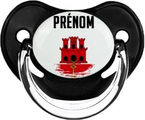 Drapeau effet pinceau Gibraltar avec prénom Tétine Physiologique Noir classique