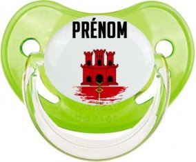 Drapeau effet pinceau Gibraltar avec prénom Tétine Physiologique Vert classique