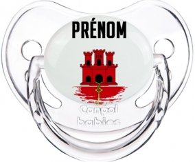 Drapeau effet pinceau Gibraltar avec prénom Tétine Physiologique Transparent classique