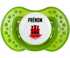 Drapeau effet pinceau Gibraltar avec prénom : Sucette LOVI Dynamic personnalisée