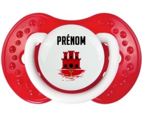 Drapeau effet pinceau Gibraltar avec prénom Sucete LOVI Dynamic Blanc-rouge classique