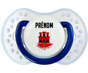 Drapeau effet pinceau Gibraltar avec prénom Sucete LOVI Dynamic Marine-blanc-bleu classique