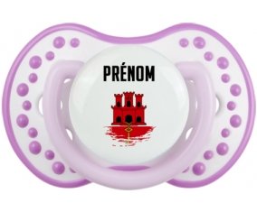 Drapeau effet pinceau Gibraltar avec prénom Sucete LOVI Dynamic Blanc-mauve classique