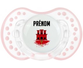 Drapeau effet pinceau Gibraltar avec prénom Sucete LOVI Dynamic Retro-blanc-rose-tendre classique