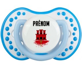 Drapeau effet pinceau Gibraltar avec prénom Sucete LOVI Dynamic Blanc-bleu phosphorescente