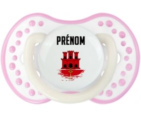 Drapeau effet pinceau Gibraltar avec prénom Sucete LOVI Dynamic Blanc-rose phosphorescente