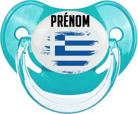 Drapeau effet pinceau Grèce avec prénom : Sucette Physiologique personnalisée