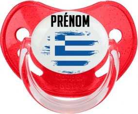 Drapeau effet pinceau Grèce avec prénom Sucete Physiologique Rouge à paillette