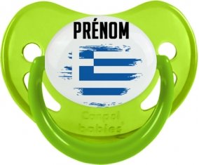 Drapeau effet pinceau Grèce avec prénom Sucete Physiologique Vert phosphorescente
