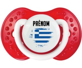 Drapeau effet pinceau Grèce avec prénom Tétine LOVI Dynamic Blanc-rouge classique