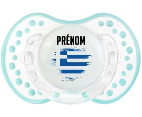 Drapeau effet pinceau Grèce avec prénom Tétine LOVI Dynamic Retro-blanc-lagon classique