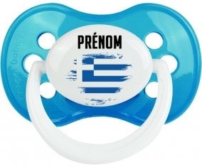 Drapeau effet pinceau Grèce avec prénom Sucette Anatomique Cyan classique
