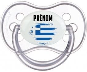 Drapeau effet pinceau Grèce avec prénom Sucette Anatomique Transparente classique