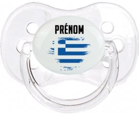 Drapeau effet pinceau Grèce avec prénom Sucette Cerise Transparent classique