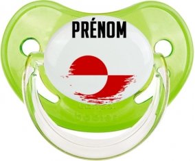 Drapeau effet pinceau Groenland avec prénom Sucette Physiologique Vert classique
