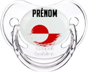 Drapeau effet pinceau Groenland avec prénom Sucette Physiologique Transparent classique