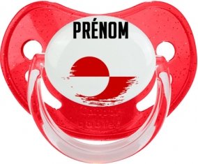 Drapeau effet pinceau Groenland avec prénom Sucette Physiologique Rouge à paillette