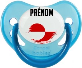 Drapeau effet pinceau Groenland avec prénom Sucette Physiologique Bleue phosphorescente