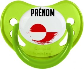 Drapeau effet pinceau Groenland avec prénom Sucette Physiologique Vert phosphorescente