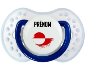 Drapeau effet pinceau Groenland avec prénom Sucette LOVI Dynamic Marine-blanc-bleu classique