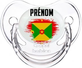 Drapeau effet pinceau Grenade avec prénom Sucette Physiologique Transparent classique