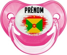 Drapeau effet pinceau Grenade avec prénom Sucette Physiologique Rose classique